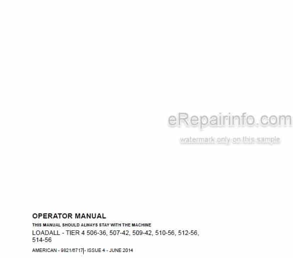 Photo 4 - JCB 506-36 507-42 509-42 510-56 512-56 514-56 Loadall Tier 4 Operators Manual Telescopic Handler 9821-6717