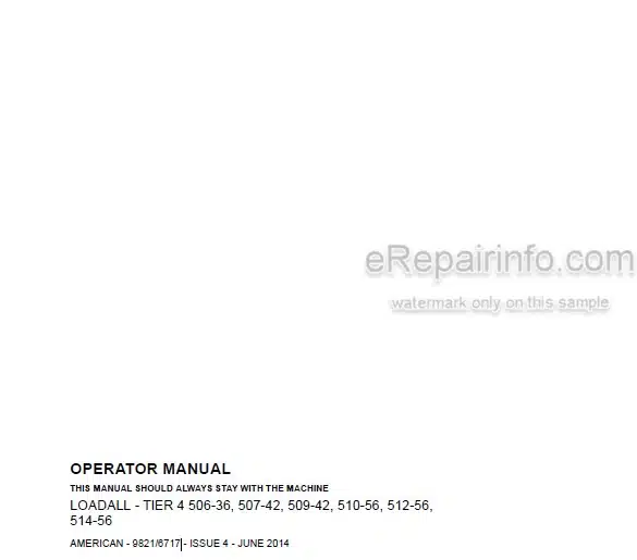 Photo 4 - JCB 506-36 507-42 509-42 510-56 512-56 514-56 Loadall Tier 4 Operators Manual Telescopic Handler 9821-6717