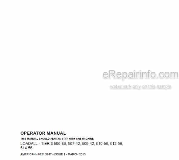 Photo 4 - JCB 506-36 507-42 509-42 510-56 512-56 514-56 Tier 3 Loadall Operators Manual Telescopic Handler 9821-3917
