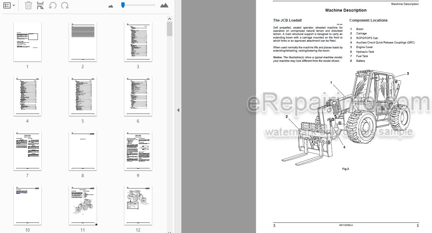 Photo 3 - JCB 506C 506CHL 508C Loadall Operators Manual Telescopic Handler 9811-0350