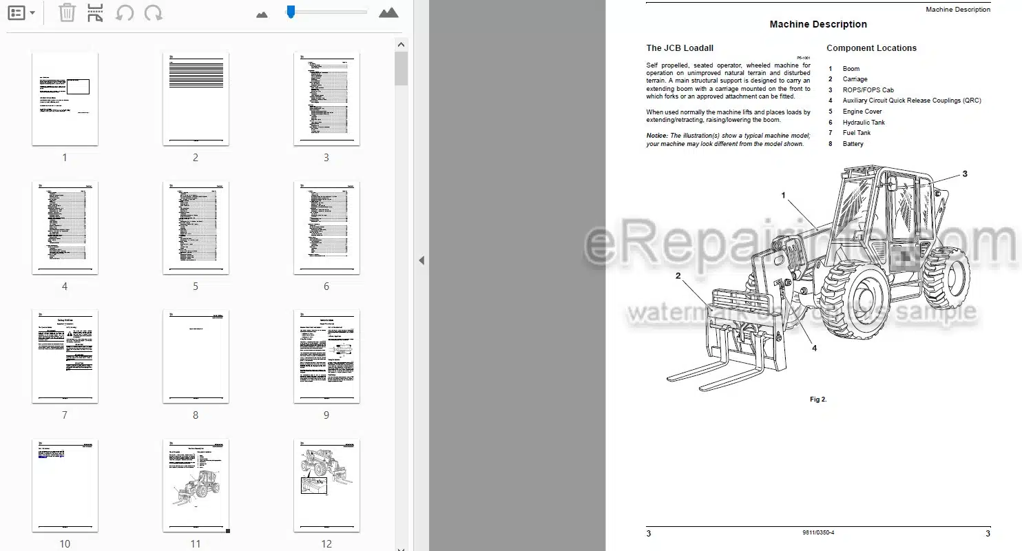 Photo 3 - JCB 506C 506CHL 508C Loadall Operators Manual Telescopic Handler 9811-0350