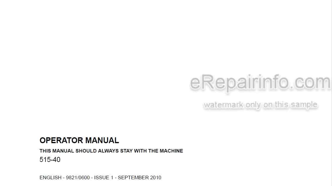 Photo 5 - JCB 515-40 Loadall Operators Manual Telescopic Handler 9821-0600