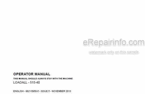 Photo 4 - JCB 515-40 Loadall Operators Manual Telescopic Handler 9821-0950-5