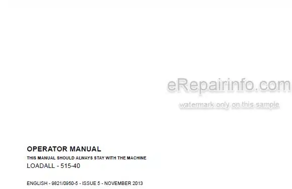 Photo 4 - JCB 515-40 Loadall Operators Manual Telescopic Handler 9821-0950-5