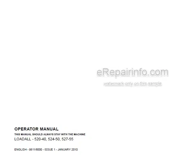Photo 4 - JCB 520-40 524-50 527-55 Loadall Operators Manual Telescopic Handler 9811-6000
