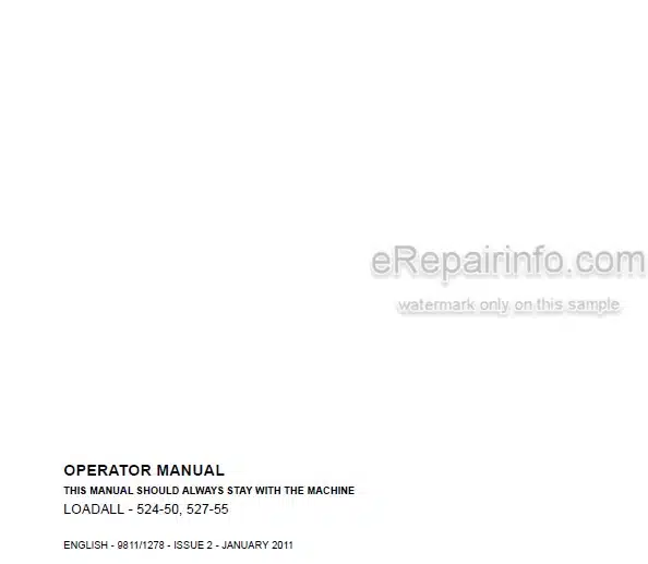 Photo 5 - JCB 524-50 527-55 Loadall Operators Manual Telescopic Handler 9811-1278