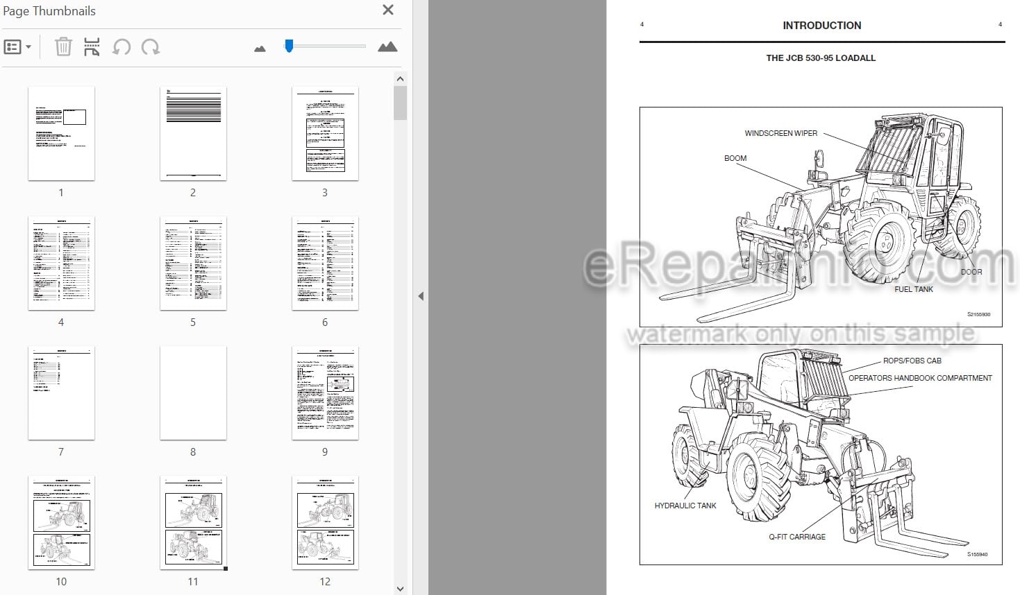 Photo 4 - JCB 525-58 525-67 527-58 530-67 535-67 530-95 530-110 530-120 537-120 537-130 Loadall Operators Manual Telescopic Handler 9801-7950