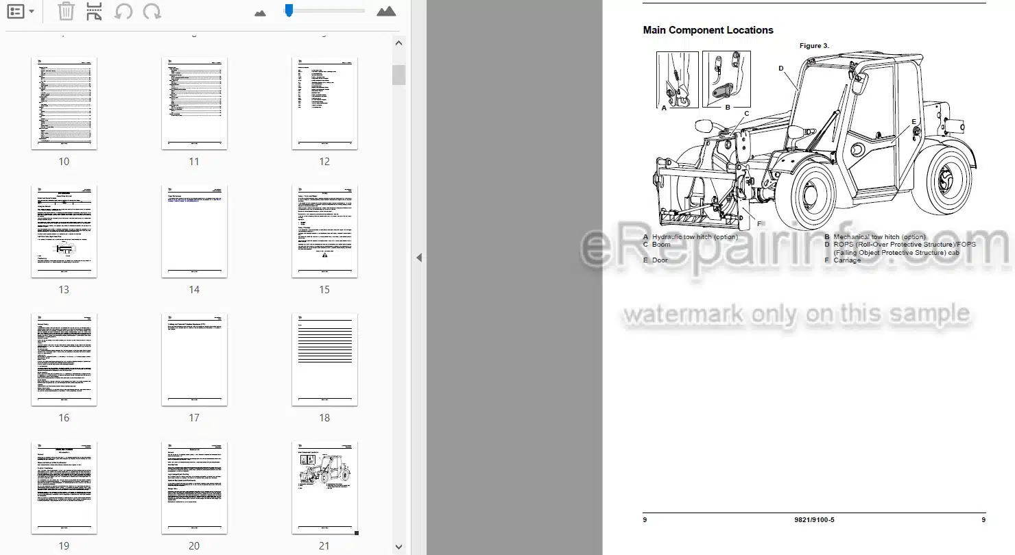 Photo 4 - JCB 525-60 Loadall Operators Manual Compact Telescopic Handler 9821-9100