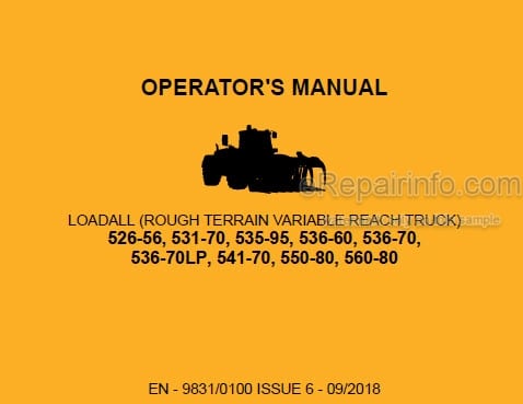 Photo 4 - JCB 526-56 531-70 535-95 536-60 536-70 536-70LP 541-70 550-80 560-80 Loadall Operators Manual Telescopic Handler 9831-0100