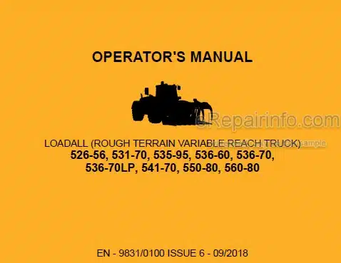 Photo 4 - JCB 526-56 531-70 535-95 536-60 536-70 536-70LP 541-70 550-80 560-80 Loadall Operators Manual Telescopic Handler 9831-0100