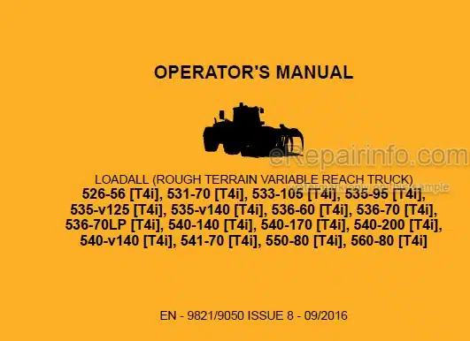 Photo 4 - JCB 526-56 531-70 533-105 535-95 535-V125 535-V140 536-60 536-70 536-70LP 540-140 540-170 540-200 540-V140 541-70 550-80 560-80 T4I Loadall Operators Manual Telescopic Handler 9821-9050