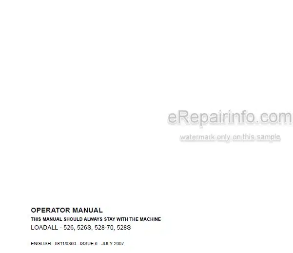 Photo 4 - JCB 526 526S 528-70 528S Loadall Operators Manual Telescopic Handler 9811-0360