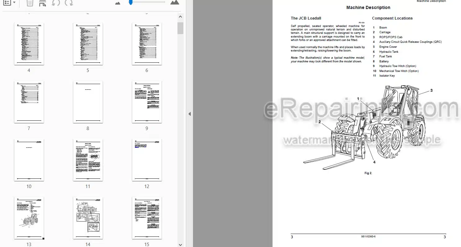 Photo 3 - JCB 526 526S 528-70 528S Loadall Operators Manual Telescopic Handler 9811-0360