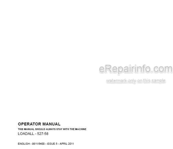 Photo 4 - JCB 527-58 Loadall Operators Manual Telescopic Handler 9811-5400