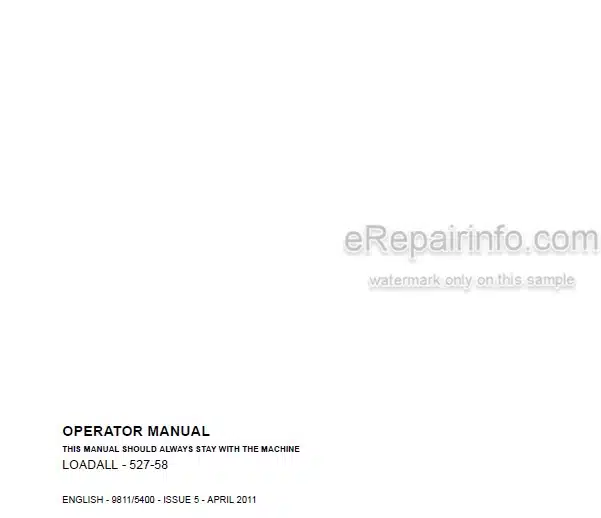 Photo 4 - JCB 527-58 Loadall Operators Manual Telescopic Handler 9811-5400