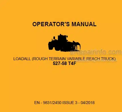 Photo 4 - JCB 527-58 T4F Loadall Operators Manual Telescopic Handler 9831-2450