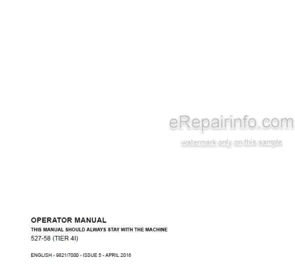 Photo 5 - JCB 527-58 Tier 4I Loadall Operators Manual Telescopic Handler 9821-7000
