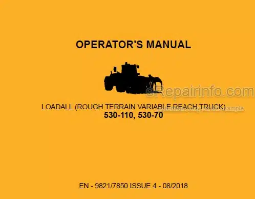 Photo 4 - JCB 530-110 530-70 Loadall Operators Manual Telescopic Handler 9821-7850