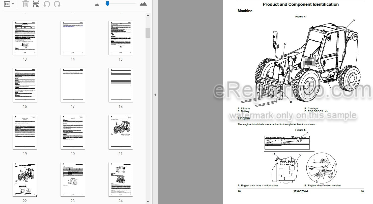 Photo 4 - JCB 530-110 530-70 Loadall Operators Manual Telescopic Handler 9831-3700