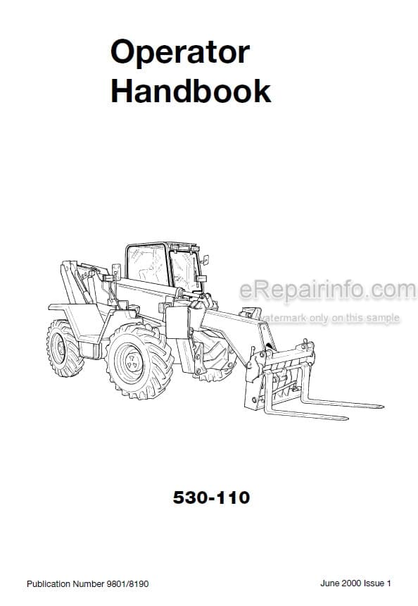 Photo 4 - JCB 530-110 Loadall Operators Handbook Telescopic Handler 9801-8190