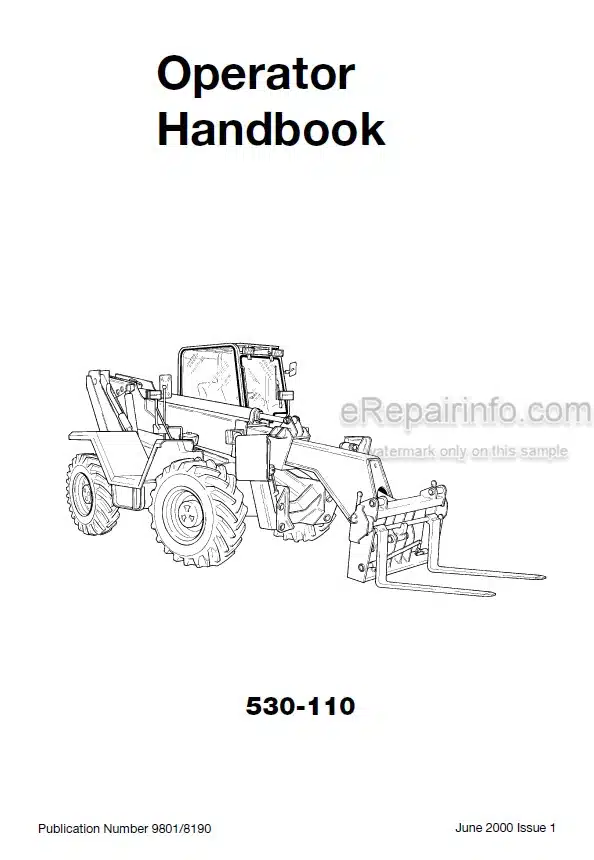 Photo 4 - JCB 530-110 Loadall Operators Handbook Telescopic Handler 9801-8190