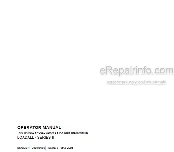 Photo 5 - JCB 530-70 532-120 533-105 535-60 535-95 535-125 535-140 537-135 540-70 540-140 540-170 Loadall Series II Operators Manual Telescopic Handler 9801-8980