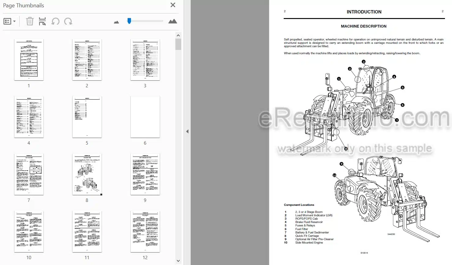Photo 4 - JCB 530 530FS 532 533-105 535 537 540-70 540-170 540FS 540SXL Loadall Operators Manual Telescopic Handler 8130-10