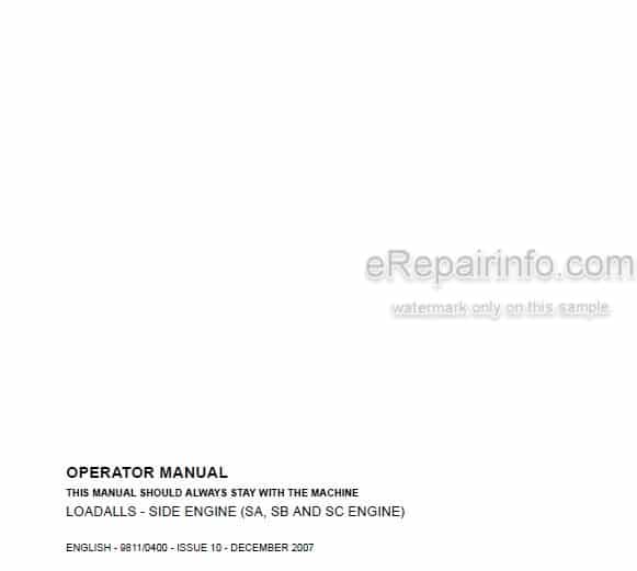 Photo 4 - JCB 531-70 533-105 535-95 535-125 535-140 536-60 536-70 540-140 540-170 541-70 Side Engine Loadall Operators Manual Telescopic Handler 9811-0400