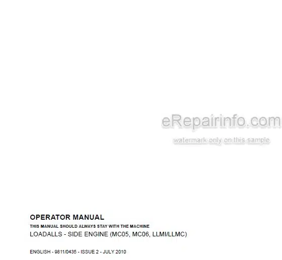 Photo 5 - JCB 531-70 533-105 535-95 535-125 HiViz 535-140 HiViz 536-60 536-70 540-170 541-70 Side Engine Loadall Operators Manual Telescopic Handler 9811-0435