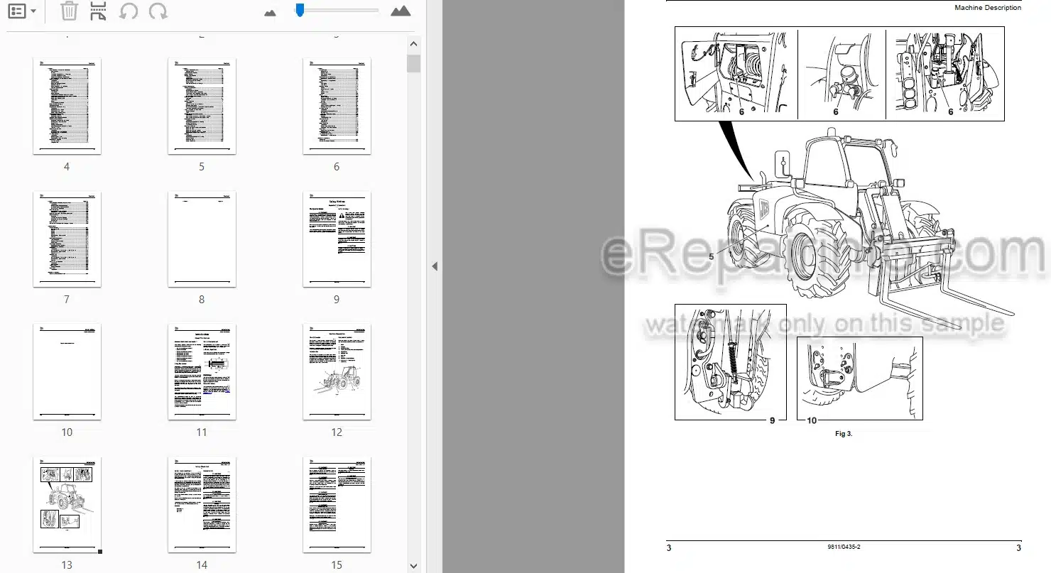 Photo 4 - JCB 531-70 533-105 535-95 535-125 HiViz 535-140 HiViz 536-60 536-70 540-170 541-70 Side Engine Loadall Operators Manual Telescopic Handler 9811-0435