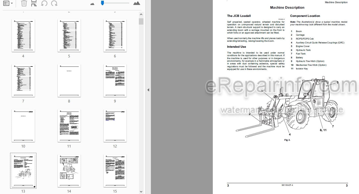 Photo 4 - JCB 531-70 533-105 535-95 535-125 HiViz 535-140 HiViz 536-60 536-70 541-70 540-170 Side Engine Loadall Operators Manual Telescopic Handler 9811-0437