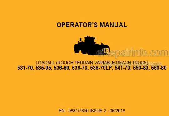 Photo 4 - JCB 531-70 535-95 536-70 536-70LP 541-70 550-80 560-80 536-60 Loadall Operators Manual Telescopic Handler 9831-7650