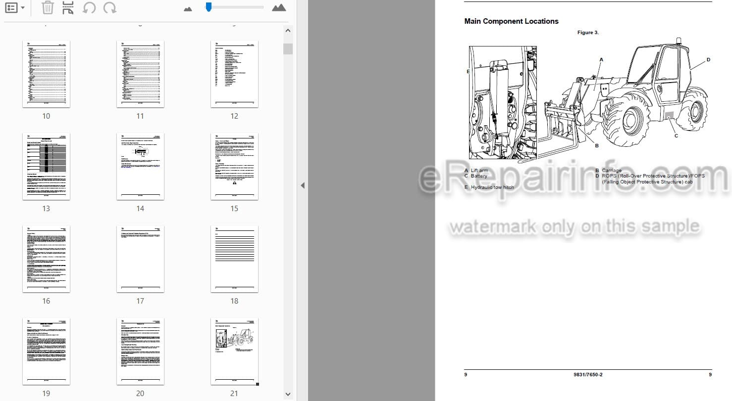 Photo 3 - JCB 531-70 535-95 536-70 536-70LP 541-70 550-80 560-80 536-60 Loadall Operators Manual Telescopic Handler 9831-7650