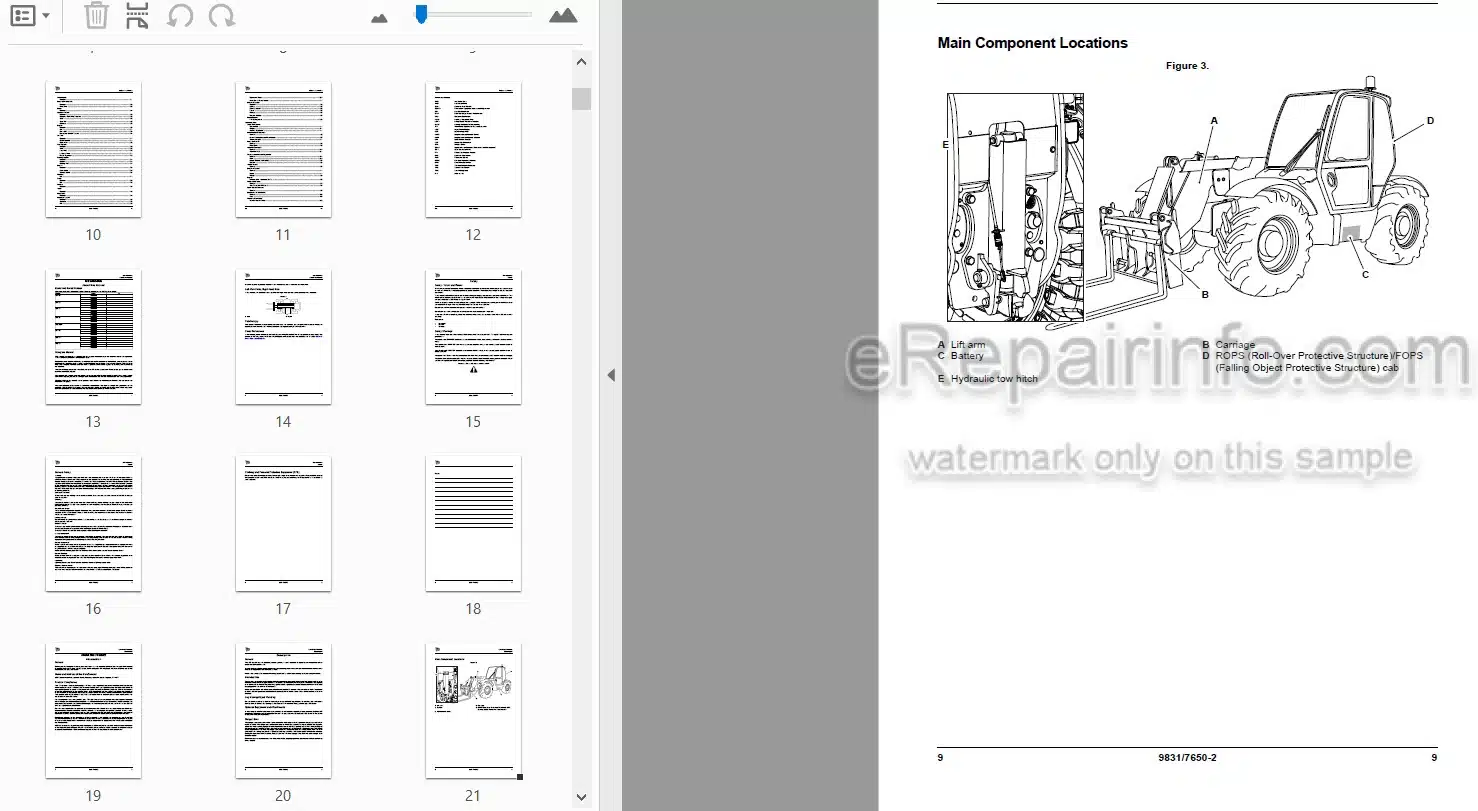 Photo 3 - JCB 531-70 535-95 536-70 536-70LP 541-70 550-80 560-80 536-60 Loadall Operators Manual Telescopic Handler 9831-7650
