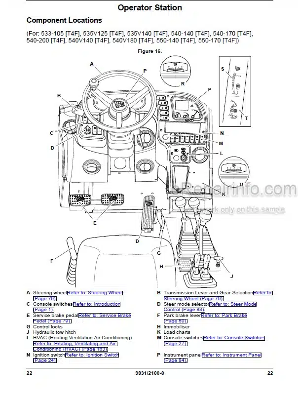 Photo 5 - JCB 533-105 525-V125 535-V140 540-140 540-170 540-200 540-V140 540-V180 550-140 550-170 540-170MP Loadall Operators Manual Telescopic Handler 9831-2100