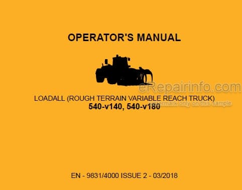 Photo 4 - JCB 540-V140 540-V180 Loadall Operators Manual Telescopic Handler 9831-4000
