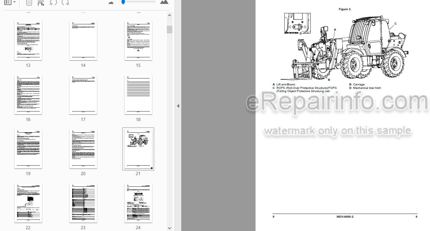 Photo 3 - JCB 540-V140 540-V180 Loadall Operators Manual Telescopic Handler 9831-4000
