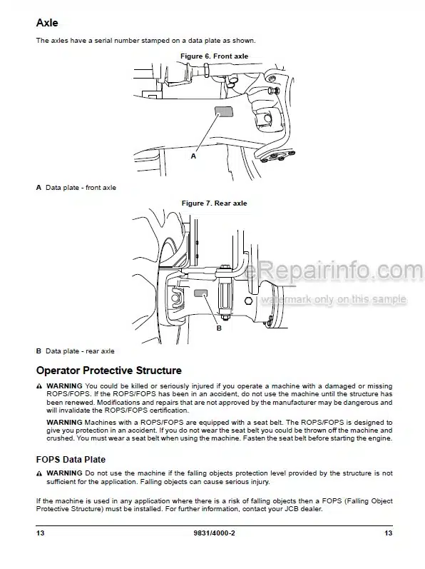 Photo 7 - JCB 540-V140 540-V180 Loadall Operators Manual Telescopic Handler 9831-4000