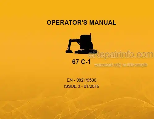 Photo 4 - JCB 67C-1 Operators Manual Compact Excavator 9821-9500