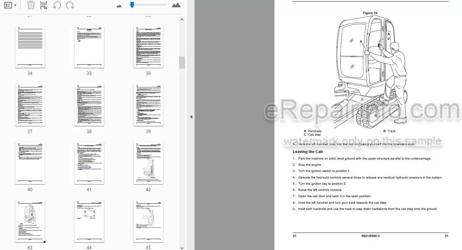 Photo 3 - JCB 67C-1 Operators Manual Compact Excavator 9821-9500