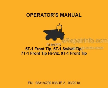 Photo 4 - JCB 6T-1 7T-1 9T-1 Front Swivel Tip Operators Manual Dumper 9831-4200