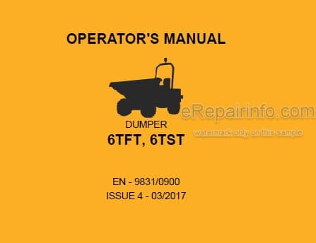 Photo 5 - JCB 6TFT 6TST Operators Manual Dumper 9831-0900