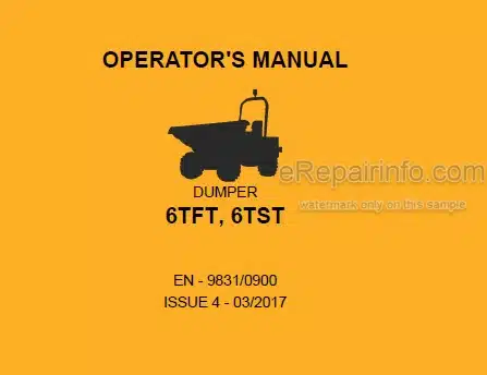 Photo 5 - JCB 6TFT 6TST Operators Manual Dumper 9831-0900
