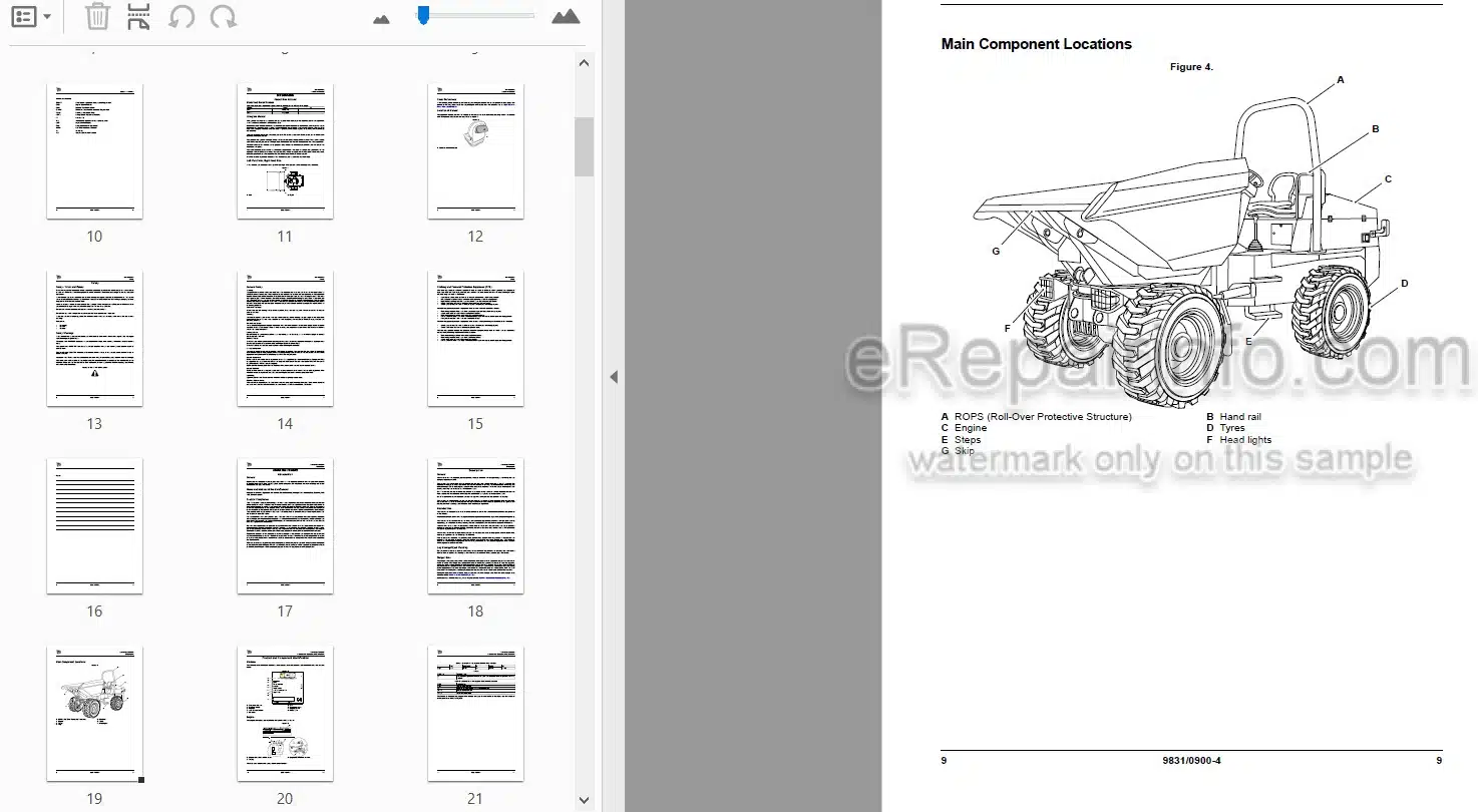 Photo 4 - JCB 6TFT 6TST Operators Manual Dumper 9831-0900