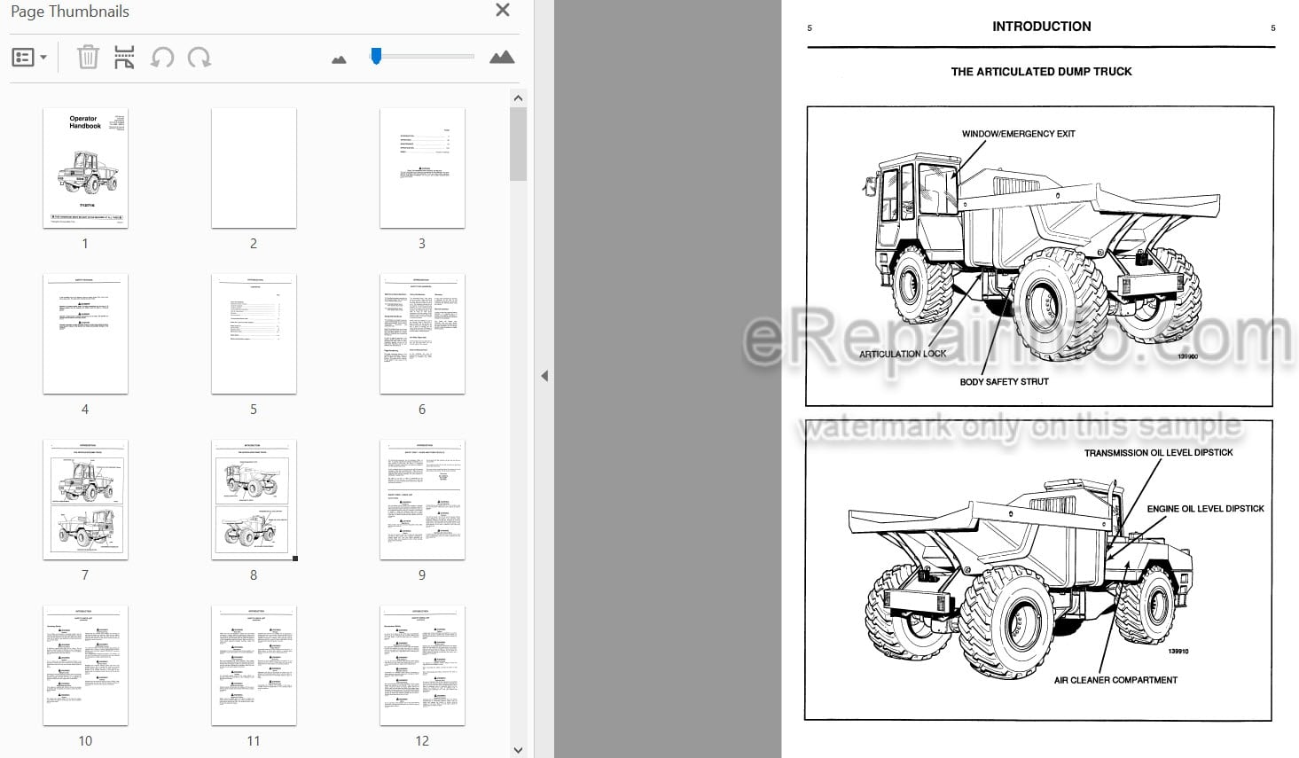 Photo 3 - JCB 712 716 Operator Handbook Articulated Dump Truck 9801-7140