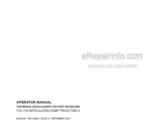 Photo 3 - JCB 714 718 Tier 3 Operator Manual Articulated Dump Truck 9811-8000