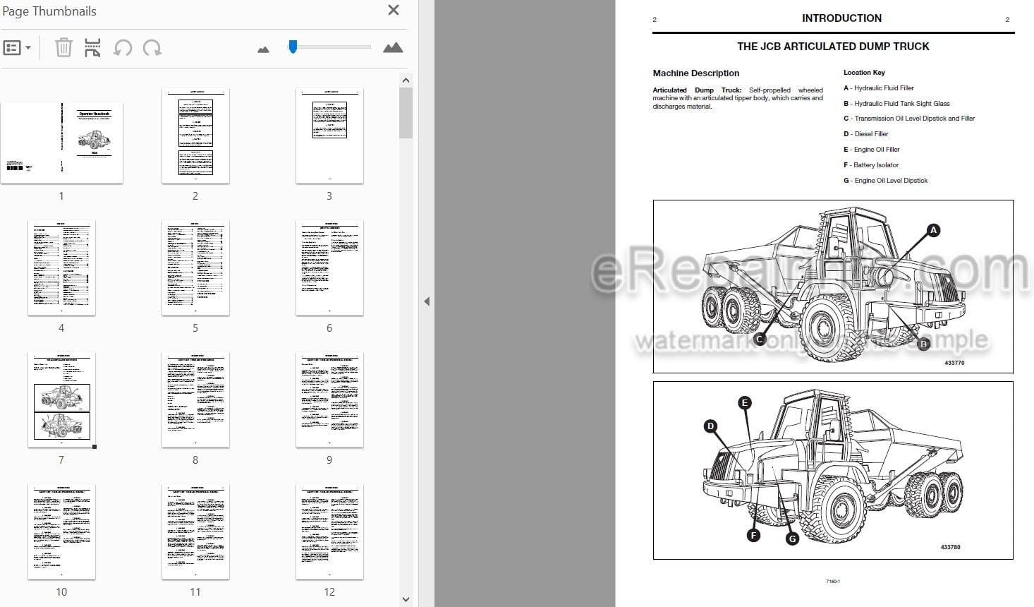 Photo 3 - JCB 722 Operator Handbook Articulated Dump Truck 9801-7180