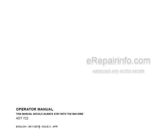 Photo 4 - JCB 722 Operator Handbook Articulated Dump Truck 9811-0970