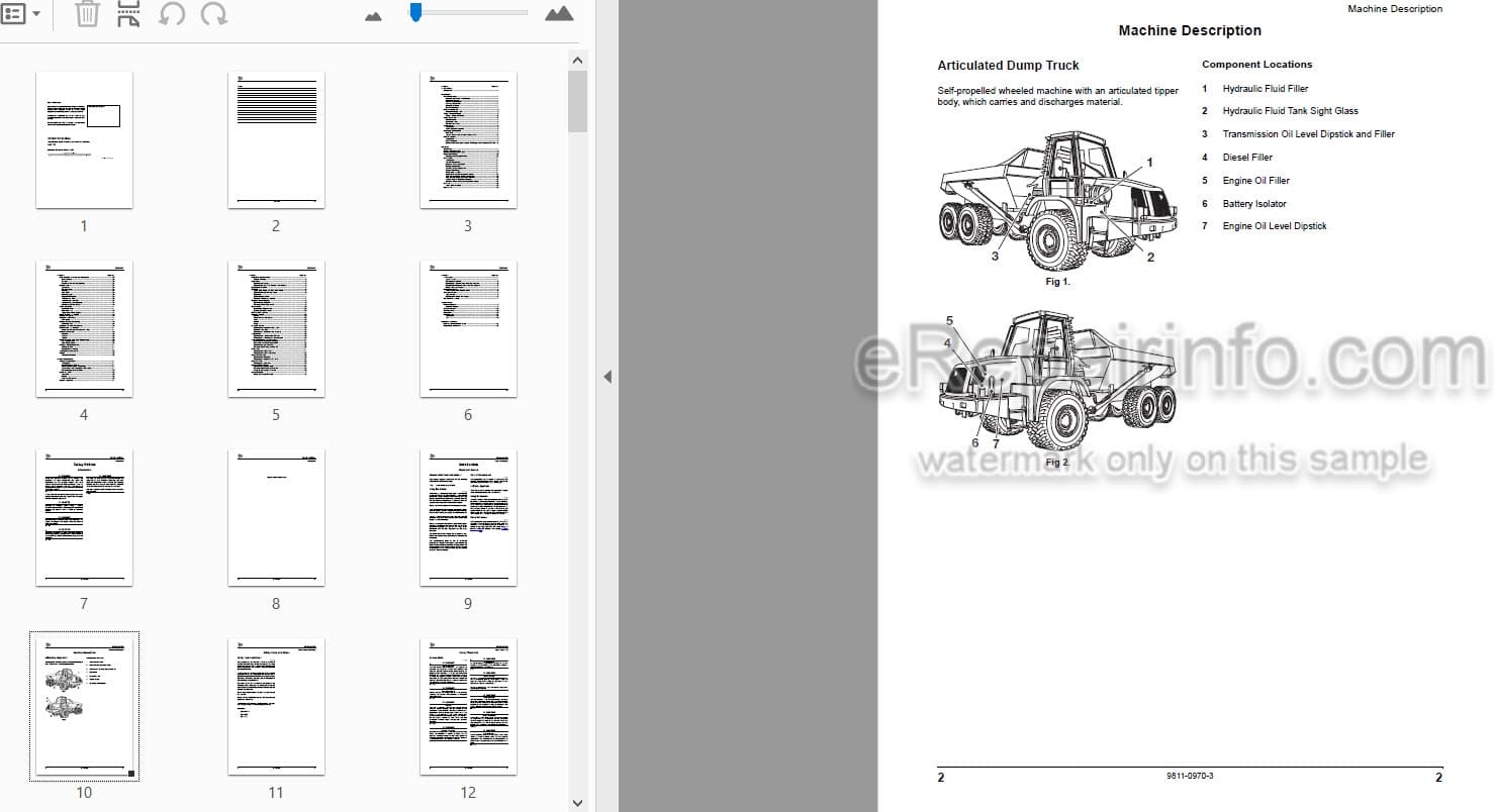 Photo 3 - JCB 722 Operator Handbook Articulated Dump Truck 9811-0970