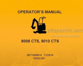 Photo 5 - JCB 8008CTS 8010CTS Operators Manual Compact Excavator 9811-9800-4
